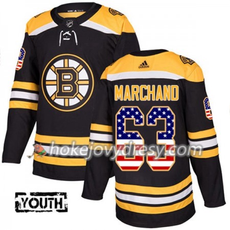 Dětské Hokejový Dres Boston Bruins Brad Marchand 63 2017-2018 USA Flag Fashion Černá Adidas Authentic
